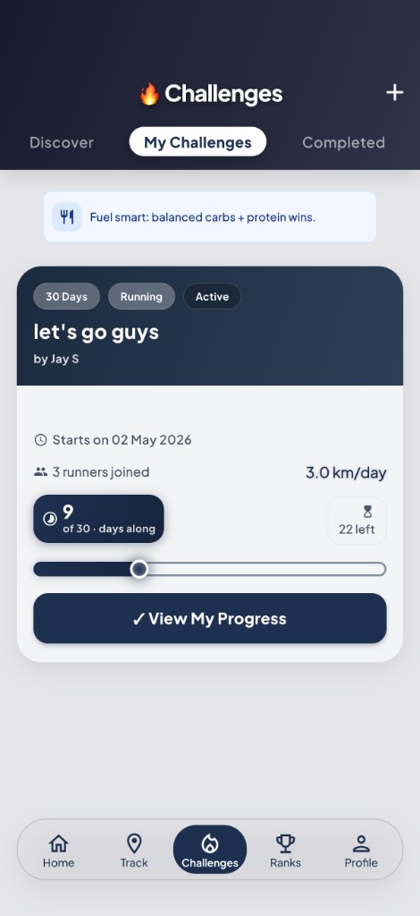 Challenges tab with active challenge